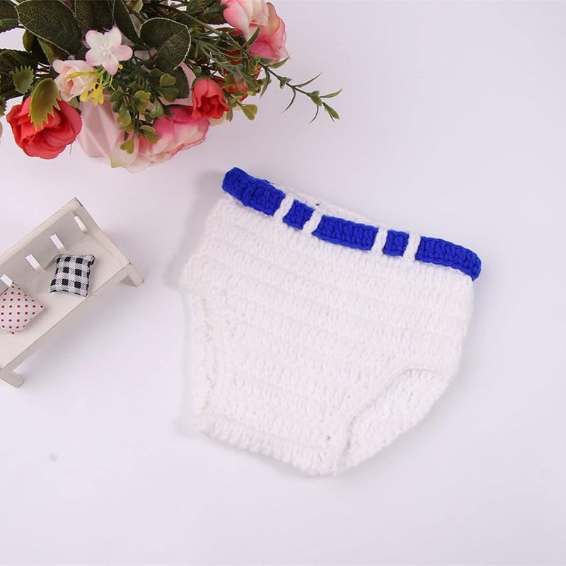 Newborn Photography Outfit Set Crocheted Knit Costume Hat Diaper Prop Baby Girl Boy - Image 3